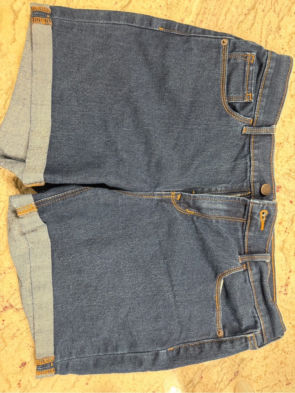 Dark Blue Denim Cuffed Relaxed Shorts
